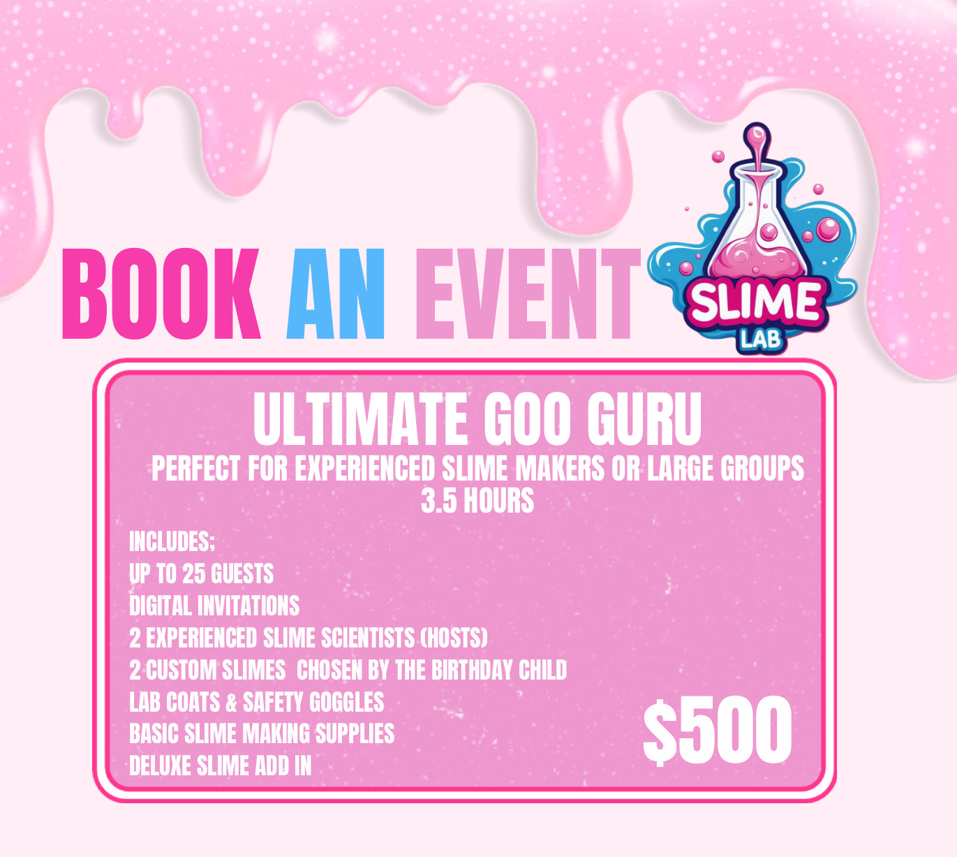 Party package 3 - Ultimate Goo Guru – $500